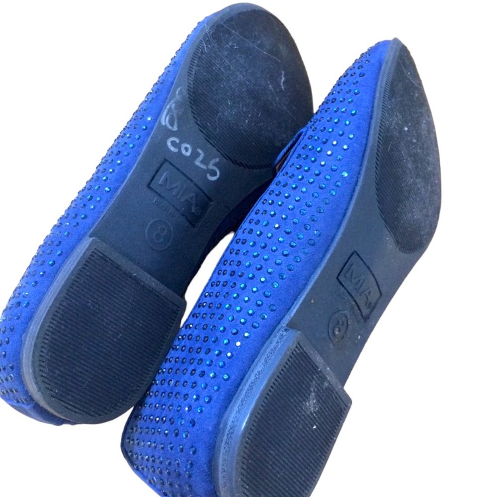 Mia Blue Bedazzled Flats Black Non-Skid Soles Sz 8 #03 - Picture 5 of 6